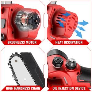 Scie à chaîne sans fil sans balais ONEVAN de 6 pouces, scie électrique pour le travail du bois en DIY, batterie <span class=keywords><strong>Makita</strong></span> <span class=keywords><strong>18V</strong></span> OEM 88VF, outil de coupe de 710W - Product Image 5