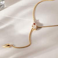 Collier pendentif serpent en acier inoxydable plaqué or 18 carats avec zircon, réglable, étanche, tendance, cadeau pour femme, vente en gros