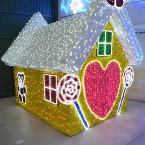 ジンジャーブレッドハウス3Dアウトドアモチーフライトクリスマスの装飾を大規模に歩く