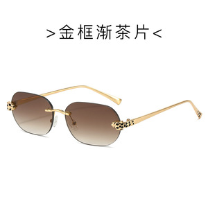 Lunettes de soleil œil de chat sans monture, verres dégradés, protection UV400, lunettes de soleil de conduite tendance, style unisexe adulte - Product Image 5
