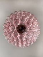 Lustre en verre rose artisanal de Murano, forme unique, tube rond, pour la décoration du salon, de la salle à manger et de la chambre à coucher