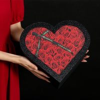 Custom Hart Bloembak Met Gouden Logo Moeder Dag 3 Stuks Per Set Zwart Roze Bloembak Voor Valentijnsdag Cadeau In De Uitverkoop
