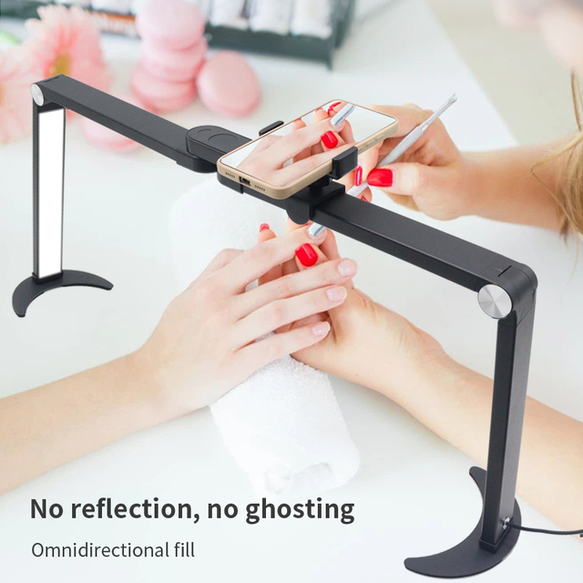 Foldable Eyelash Extension Beauty Lamp 35W Half Moon Beauty Salon Desk Light Lash Light Tattoo Lamp With Phone Holder