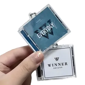 Hinchee Smart Mini Album Record Pendant NFC Acrylic Music Keychain Custom DIY CD Box CD Case Kpop Charm Smini CD Keychain