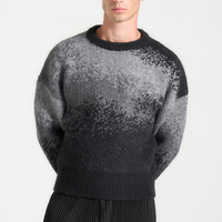 Pull en maille côtelé classique pour homme, col rond, dégradé, coupe oversize, manches longues