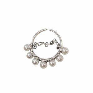 Yinruitai 925 Sterling Silver Pearl Chain <b>Open</b> <b>Ring</b> Women Adjustable Everyday Wear Vintage Style - Product Image 5