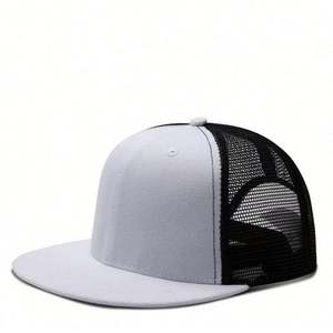 Men's <b>Summer</b> Breathable SnapBack <b>Cap</b> Mesh <b>Flat</b> Brim Hat Net Back Hip Hop Sports for Outdoor Party Use Featuring Leaf Checkered - Product Image 5