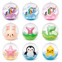 Ballon de plage gonflable 3D en PVC transparent, jouet aquatique avec forme animale intérieure (Licorne, Sirène), articles promotionnels d'été