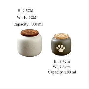 Recién llegado, urna para mascotas, recuerdo de perro y gato, soporte con estampado de patas de animales pequeños, tarro bonito de cerámica brillante, ataúd esmerilado conmemorativo, cenizas - Product Image 2