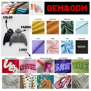 طقم بدلة رياضية مخصص بتصميم فضفاض مع سحاب ومرصع بالأحجار الكريمة للجنسين، بنطلون واسع وهودي للرجال، ملابس الشارع، بدلة رياضية بغسيل حمضي - Product Image 4