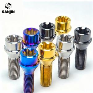 สลักเกลียวล้อหัวแบนโลหะผสม<span class=keywords><strong>ไท</strong></span>เทเนียมสำหรับดัดแปลงรถยนต์ น้ำหนักเบา ผ่านกระบวนการอโนไดซ์ คลาส 10 <span class=keywords><strong>M12</strong></span>/M14X28 P1.25/P1.5มม. - Product Image 1