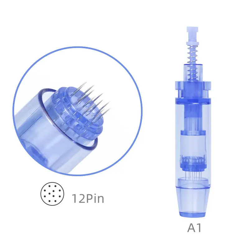 Cilt bakım kalemi Microneedling kartuş Ultima A1 mavi Nano iğne kartuş tattoodr kalem A6 kartuşları 12 microneedle