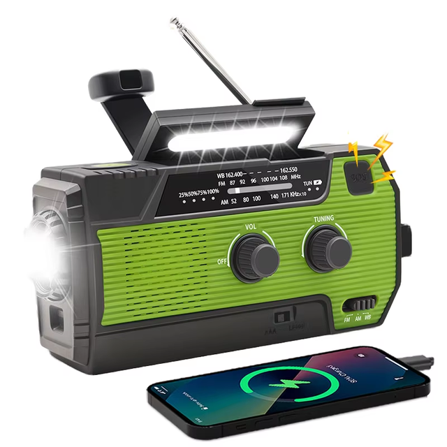 New Disaster Prevention Multi-Function Emergency Portable Radio Hand-Cranked Power Solar Charging USB Type-C Built-in Speaker