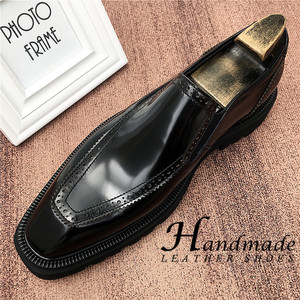 Nuevos zapatos de cuero con suela gruesa y acabado brillante, zapatos de negocios para hombre, cuero genuino - Product Image 4