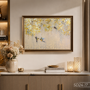 Premium Gold Leaf Botanical Wall Art Handmade Luxury Decorative <b>Painting</b> Vietnam OEM ODM Model SD24-17 - Product Image 5