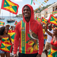 Sweat à capuche de protection solaire Grenada National Bird & Nutmeg, motif drapeau et armoiries de Grenada, patriotique, UPF, pour hommes