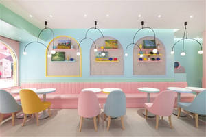 Decorazioni per negozi dolci carini Interior Design personalizzato per gelateria rosa per esposizione di Yogurt congelato Design per negozio di tè al latte e caffè - Product Image 5