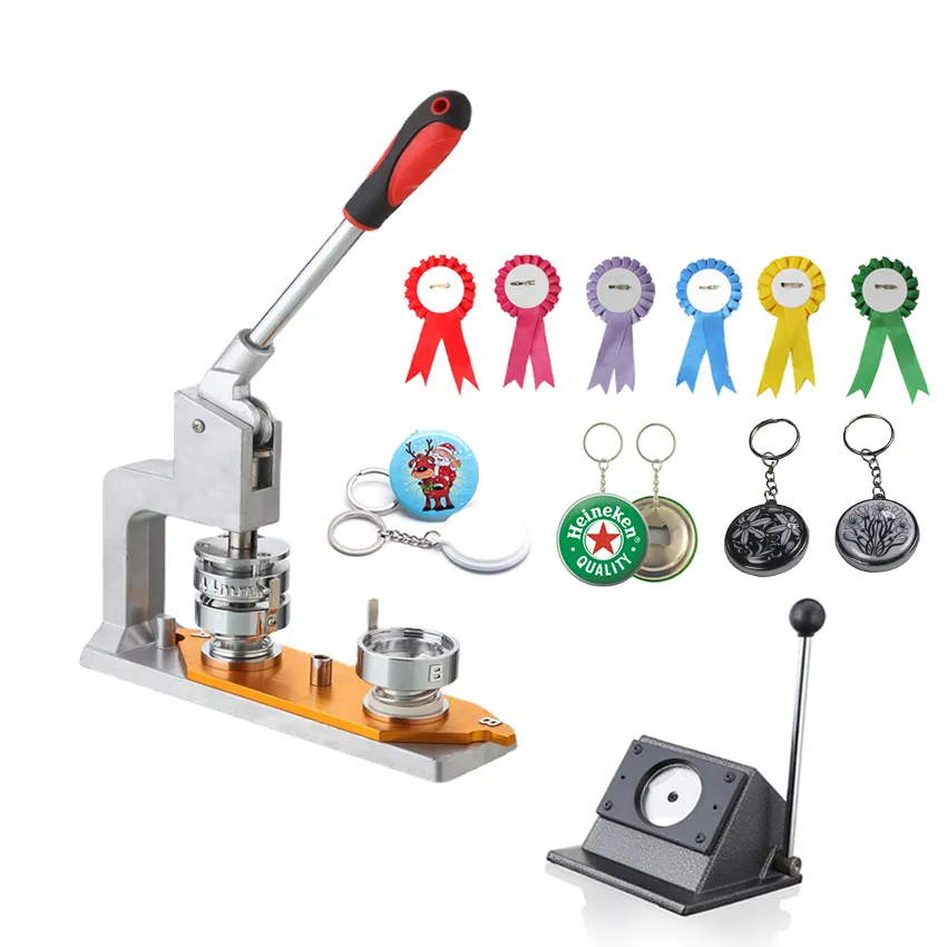 High Quality Button Making Machine Manual Round Pin Badge Making Machines With Stainless Steel Molds 25mm 37mm 44mm 58mm 75mm