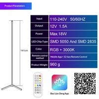 Lampe de sol LED intelligente en aluminium pour contrôle par application, hauteur réglable, lumière d'angle de chambre à coucher, RGB activée par la musique