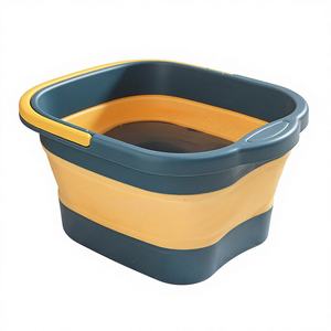 Bac à pédicure pliable <span class=keywords><strong>et</strong></span> rétractable avec couvercle - <span class=keywords><strong>Bassine</strong></span> de bain de pieds portable en plastique pour la maison <span class=keywords><strong>et</strong></span> le dortoir - Product Image 1