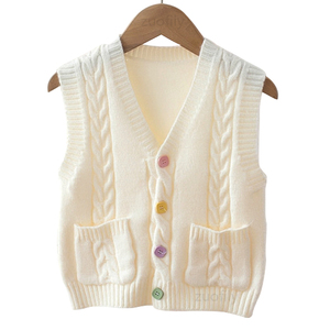 Frühling Mädchen Strickjacke Weste Mode Kinder Mädchen Rosa Strickweste Jacke Kinder Baby V-Ausschnitt Pullover Herbst Feste Weste