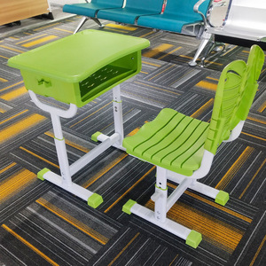 Juego de escritorio y silla de estudio Mingzhong para niños, ajustable con tornillos, muebles escolares de plástico para niños, color verde. - Product Image 1