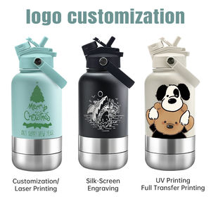 Botella Aislada 3 en 1 de 32 oz con Tapa Doble y Dos Tazones Desmontables para Comida y Agua, Comedero Portátil de Acero Inoxidable para Mascotas - Product Image 5