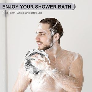 Loofah Sponge XXL-100g 4 Pack, <b>Bath</b> Sponge Soft Mesh Shower Puff Loofah for Men, Exfoliating Body Scrubber for Women Black - Product Image 5