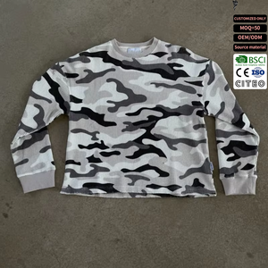 Camiseta térmica de punto gofrado personalizada estilo streetwear, camiseta de camuflaje de manga larga oversize para mujer - Product Image 1
