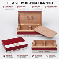 Harga Pabrik OEM Kustom Humidor Cerutu Kayu Berlapis Dua Warna dengan Pembagi Cedar yang Dapat Disesuaikan dan Engsel Emas