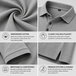 Polo Clásico Gris para Hombre, Tela Suave de Algodón, Estilo Casual de Negocios, Ropa de Golf, Logotipo Bordado Personalizado - Product Image 2