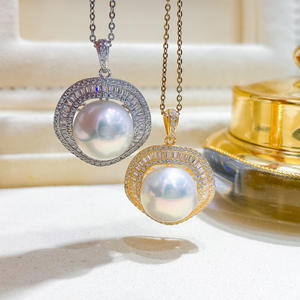 Collar con Colgante de Plata S925 con Cuentas Redondas de 10-12 mm, Accesorios de Perlas para DIY, Base Vacía, Hermoso para Hacer Joyas 31074 - Product Image 2