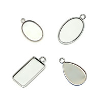 Plateau en acier inoxydable pour pierres précieuses, pour la création de pendentifs ovales et rectangulaires en forme de goutte d'eau, composants de bijoux DIY