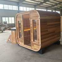 Sauna en bois massif Garden Villa, poêle à vapeur électrique, porte en verre trempé, intérieur/extérieur, 220-240V, garantie 3 ans