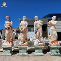 Esculturas de Dama de las Cuatro Estaciones en Mármol Blanco MILY, Estilo Europeo, Talladas a Mano para Jardín o Villa