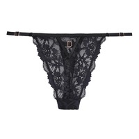 String sexy taille basse en dentelle pour filles, sous-vêtements de marque à belles fleurs brodés de haute qualité pour femmes
