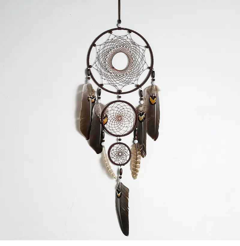 インディアンイーグルフェザーマクラメの装飾ハンギングドリームキャッチャークラフトギフト