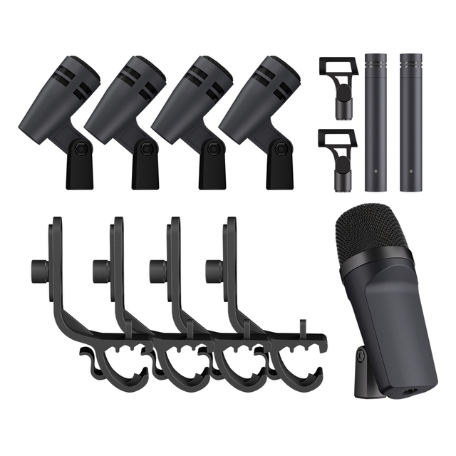 Professional 7-Piece E602 Wired Plastic Condenser Drum Microphone Kit for Stage Performance