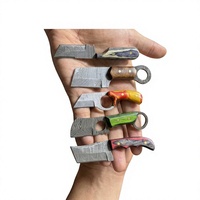 Couteau de chasse et de survie à lame fixe mini, pointe tombante, en acier Damas industriel, fait main, haute qualité, DIY, manche en résine OEM