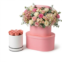 Coffret Cadeau Luxe Personnalisé avec Logo, Boîte Ovale à Fleurs, Emballage Rigide en Papier pour Fleuristes, Mariages et Saint-Valentin