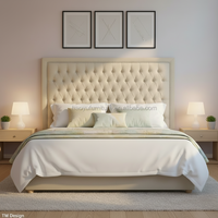 Maßgefertigtes Neues Apartment-Hotel-Bett-Kopfteil mit Klassischem Design, Kingsize-Stoff-Kopfteil mit Knopfverzierung