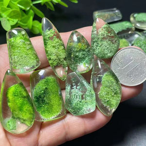 Liontin kuarsa batu kristal alami hijau hantu penyembuhan bentuk Drop kuarsa Phantom hijau mentah - Product Image 3