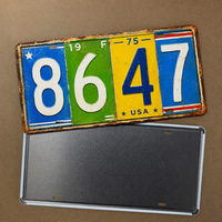 Letrero Metálico Vintage Número 8647, Placa de Matrícula de Metal Empalmado, Letrero Metálico Rústico Retro, Decoración de Pared para Garaje o Bar, Estilo Antiguo