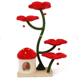 Luxury Cute Indoor Multi-layer Wood Cat Flower Condo Tree With Sisal Scratching Post Jump Platform Activity Center Play
