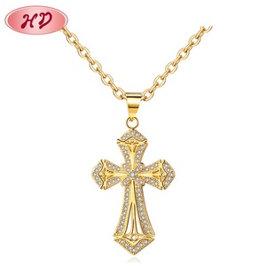 قلادة صليب ذهبية، مجوهرات ذهب عيار 22 قيراط، تصاميم قلادات بسلسلة للسيدات - Product Image 1