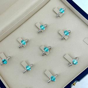 Anillo Fino de Plata de Ley S925, Premium, Mediano, Turmalina Azul Neón Antigua de Paliba, Colorida, Estilo Espiral de Masa Frita Brillante para Mujer - Product Image 3