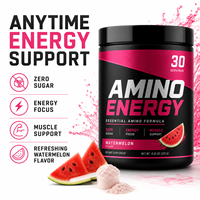 Poudre énergétique aminée haute performance, complément pré-entraînement avec 5,5 g de mélange d'aminés et 100 mg de caféine naturelle, sans sucre