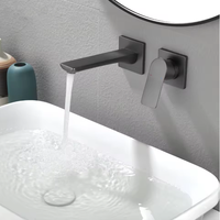 Robinet mural en cuivre massif de luxe, dissimulé, pour lavabo d'hôtel, robinet mélangeur eau chaude et froide pour salle de bain à domicile