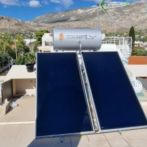 Marco fuerte <span class=keywords><strong>con</strong></span> vidrio templado Panel plano Tanque de agua caliente Diseño respetuoso <span class=keywords><strong>con</strong></span> el medio ambiente solar Presión 200L Calentadores de agua solares - Product Image 1