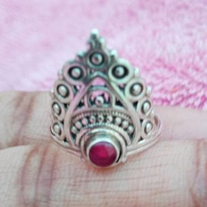 Vente en gros rubis pierres précieuses serti de lunette bague de mariage de bohème en argent sterling 925 pour filles et femmes bijoux en argent indien - Product Image 3